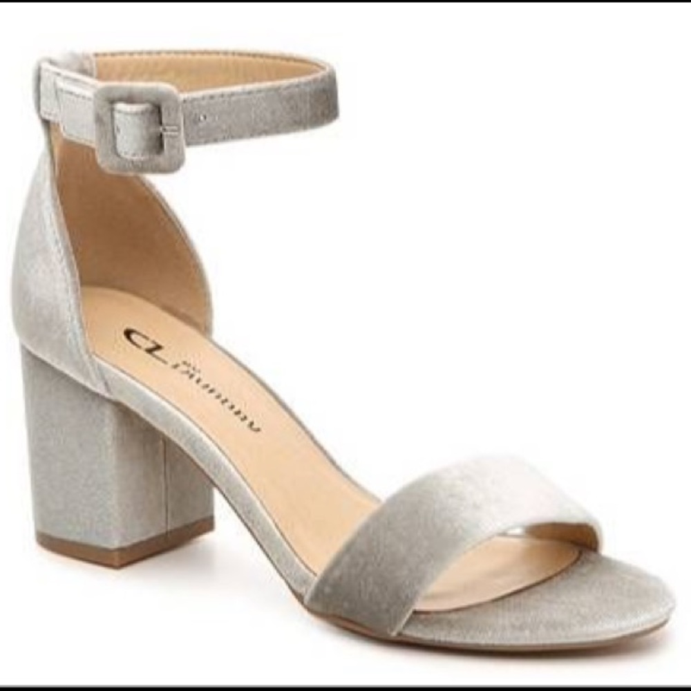 CL by Laundry, Jody velvet sandals in silver gray